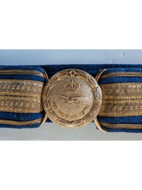 VTG Ascot Canadian RCAF Officers Dress Belt Gilt Buckle Formal Gold Bullion Sz M